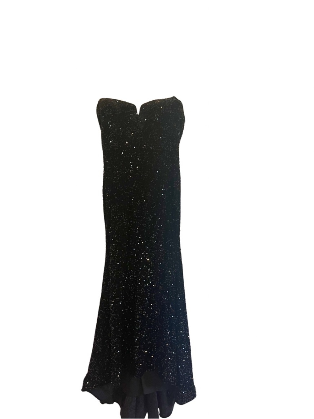 Black Strapless Sequin Midi Dress | Formal NYE Cocktail Wedding Guest